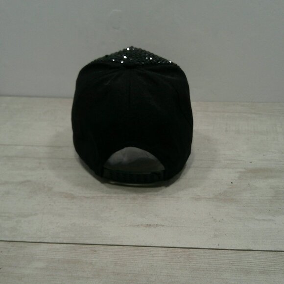 Rhinestone Black Bling Studded Baseball Style Hat Snap Closure - Picture 5 of 6